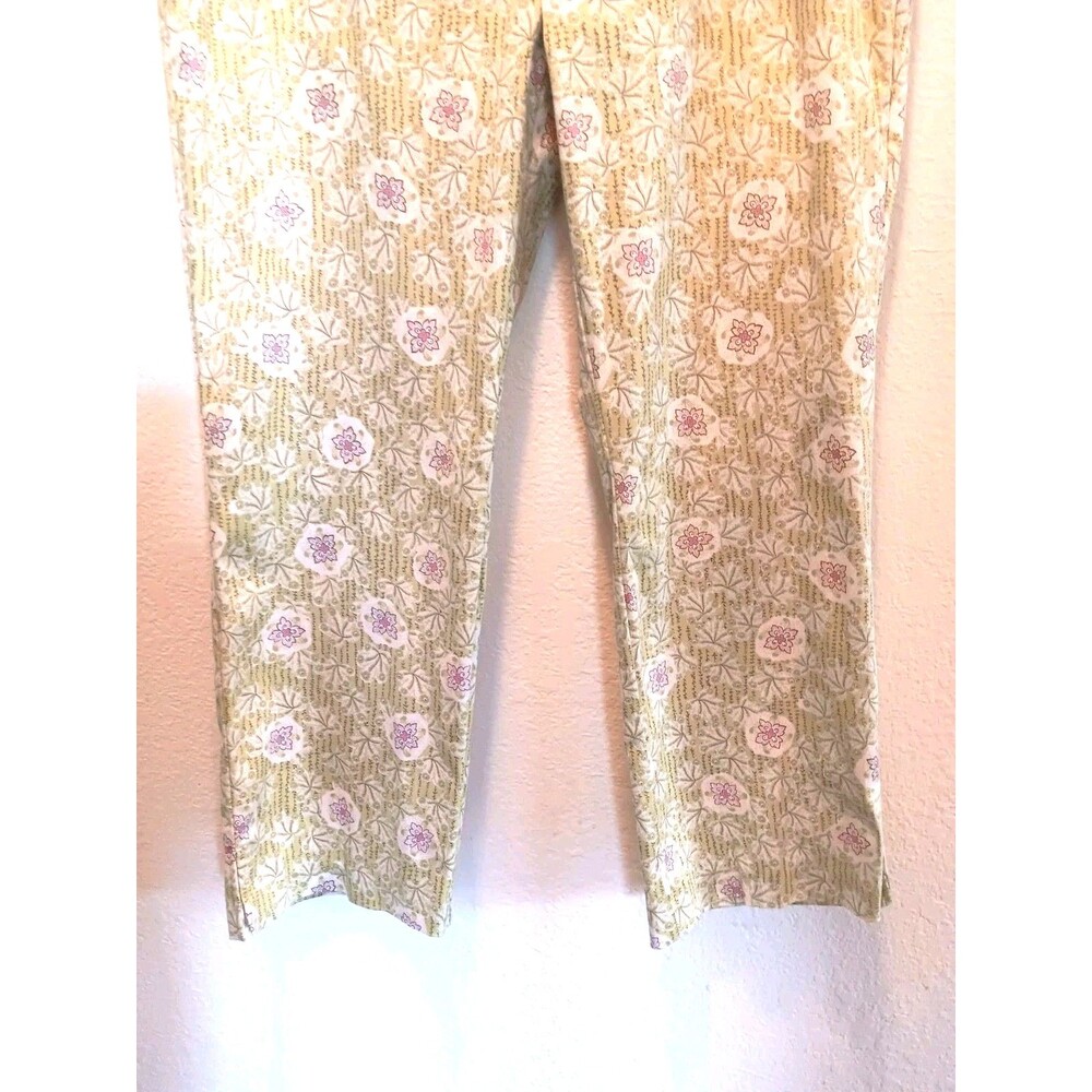 Vtg Sigrid Olsen Deco 20 Floral Pants Size 12 Side Zip Cotton Blend Straight Leg - Picture 4 of 14